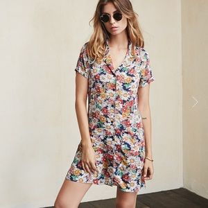 Reformation floral button up shirt dress